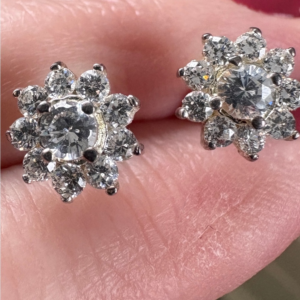 Elegant Sterling Silver Floral Stud Earrings
